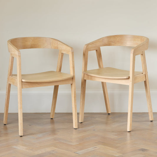 Raleigh Whitewash Dining Table Set - 6 Seater - Ella Whitewash Carver Chairs
