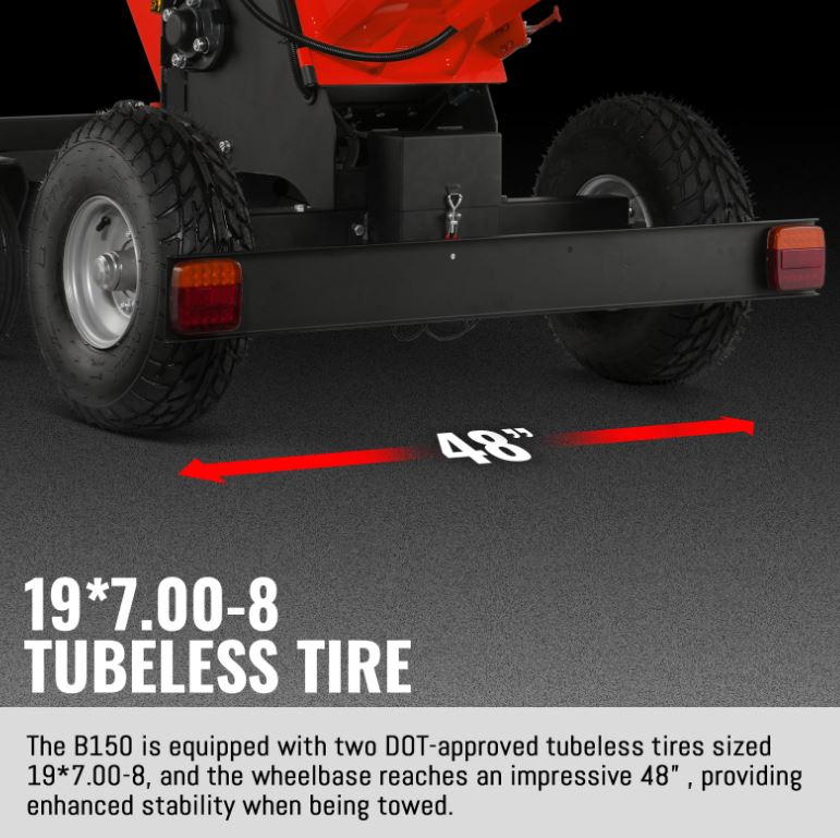 6 inch KOHLER E-Start 429cc 14HP Gas Powered 4 - Wheel Drum Wood Chipper with Taillight , B150