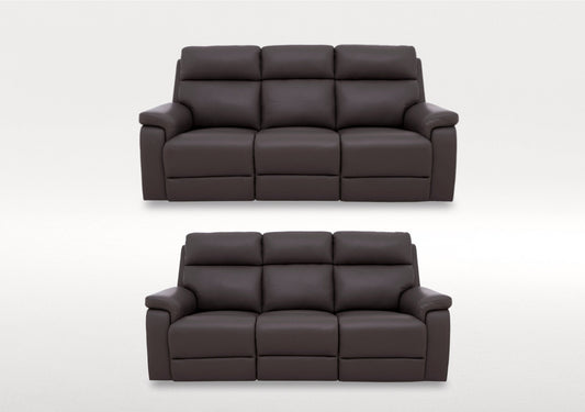 Raven Set of Two 3 Seater Leather Power Recliner Sofas