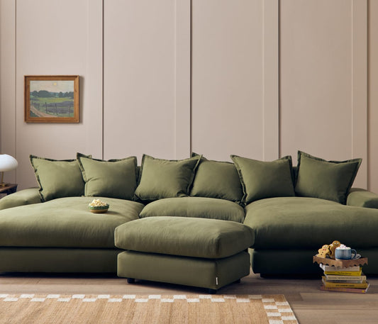 Wodge Chaise Movie Sofa - Cinema - Twill - Whipped Cream - White