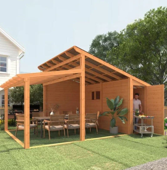 AECOJOY 20′ × 12.5′ Outdoor Wooden Gazebo with Storage Room