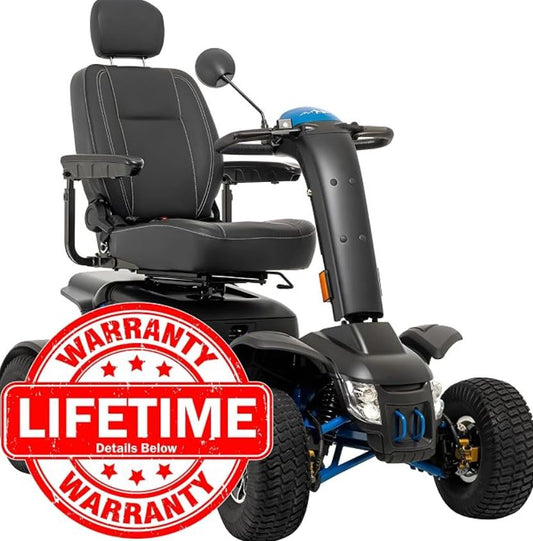Pride Mobility Baja Wrangler 2 Outdoor Scooter - Comfort Mobility for Adults, 450 Lbs Weight Capacity, 75 Ah Battery, True Blue, 18"-18-20" Seat Size - BA400