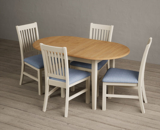 Extending Warwick Oak and Cream Painted Dining Table with Warwick Chairs