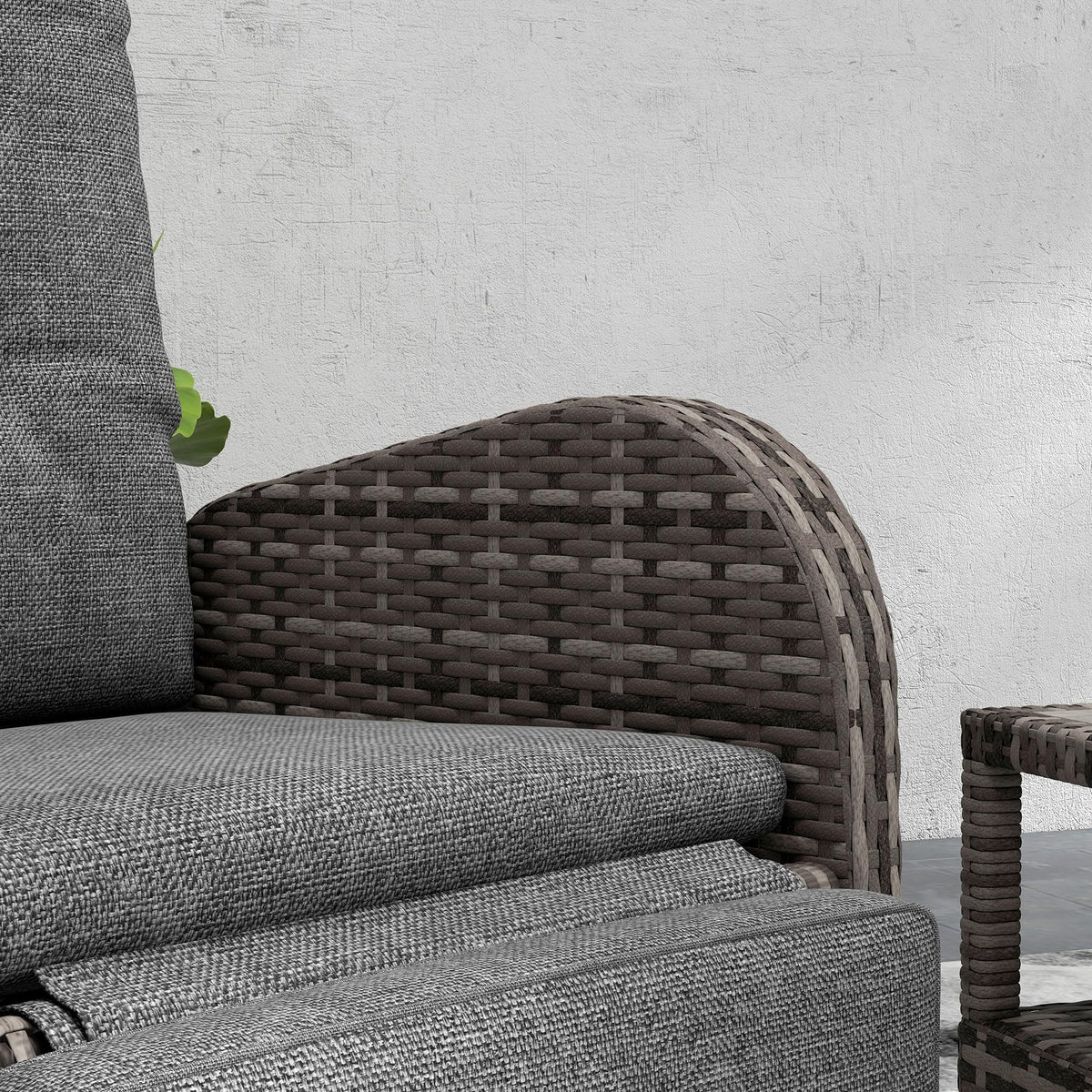 3-Piece Rattan Garden Bistro Set with Reclining Chairs & Coffee Table