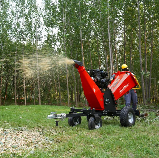 6 inch KOHLER E-Start 429cc 14HP Gas Powered 4 - Wheel Drum Wood Chipper with Taillight , B150