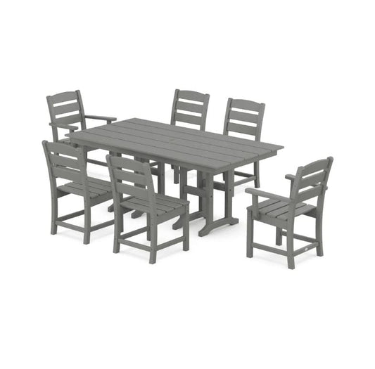 Polywood Lakeside 7-Piece Farmhouse Dining Set – Slate Grey