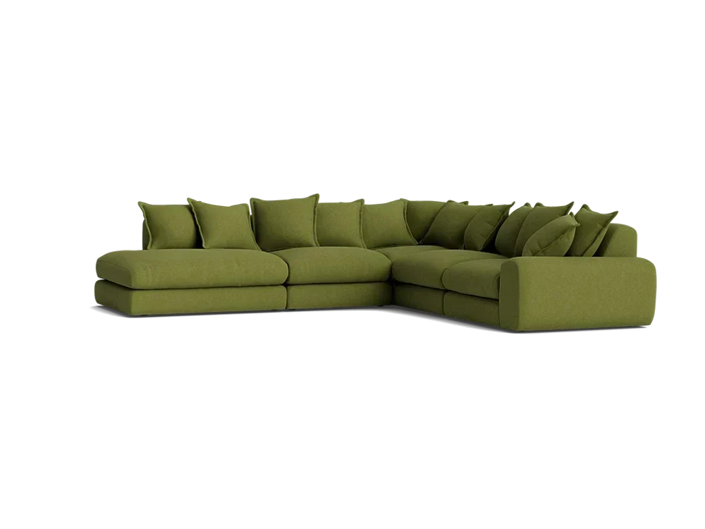 Wodge Modular Chaise Corner Sofa - Large Right Hand - Slubby - Whipped Cream - White