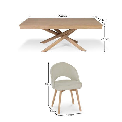 Amelia Whitewash Dining Table Set - 6 Seater - Marilyn Boucle Dining Chairs - Whitewash Legs