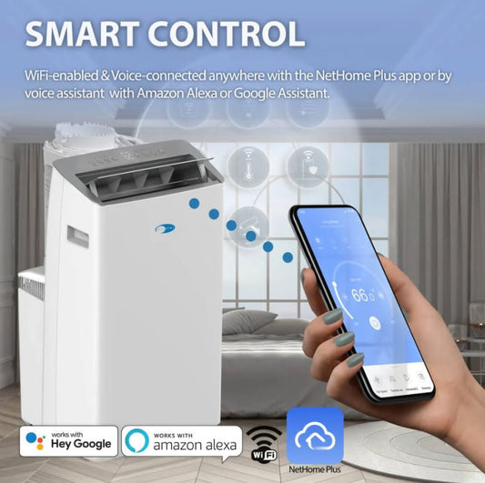 Whynter NEX Inverter 14,000 BTU Dual Hose Smart Portable Air Conditioner, Heater, Dehumidifier & Fan | ARC-1230WNH