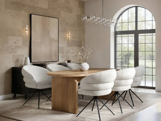 SOLACE+CO Varm Ribbed Oval Dining Table with Eira Chairs Set of 4