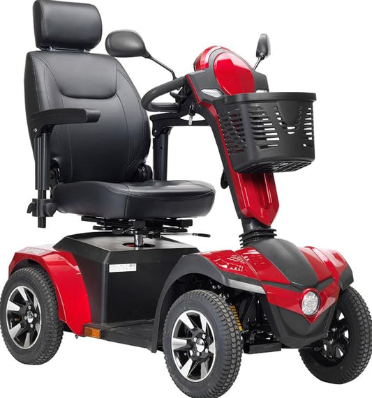 Drive Medical Panther Captain Seat 4 Wheel Heavy-Duty Scooter, Red, 20 Inch